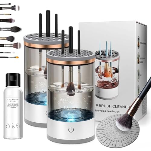 The Cozy Luna Brush Cleaner, Automatic Electric Makeup Brush Cleaner, Beauty Swirl Cosmetic Brush Cleaner, Deep Spinning Cleaning, suitable for All Makeup Brush Size (Charging,2PCS White)