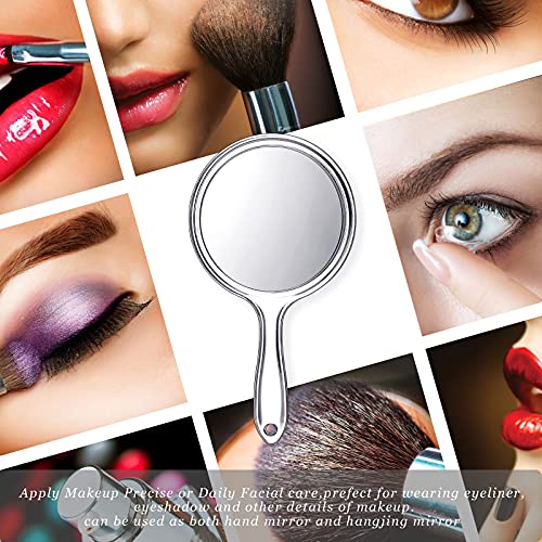 Jetec Hand Mirror Double Sided Handheld Mirror 1X/ 2X Magnifying Mirror with Handle Mirror Rounded Shape Makeup Mirror (Black)