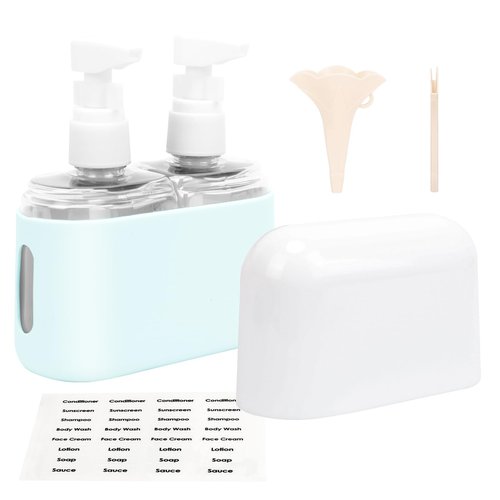 Skycase Travel Bottles, Travel Size Toiletries - Leak Proof Refillable Tsa Approved Travel Bottles, 2 in 1 Travel Containers with Labels and Funnel Airplane Accessories Kits for Lotion Liquid - Blue