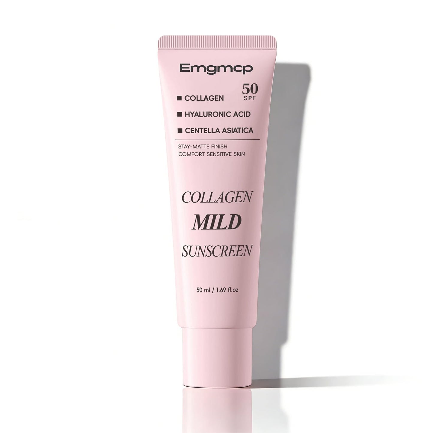 Collagen Mild Sunscreen, SPF 50 Broad Spectrum Facial Sunscreen, Lightweight Non-Greasy No White Cast, Hydrating Formula with Peptide & Cica for Soothing & Natural Glow (1pc)