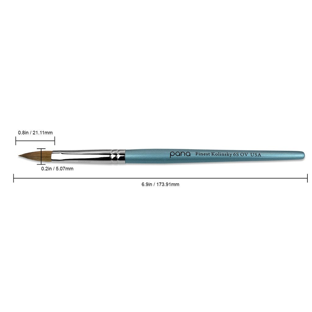 Size 10 PANA Pure Kolinsky Acrylic Nail Brush - Oval Crimped Clear Handle