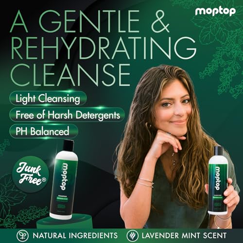 MopTop Salon Quality Gentle Shampoo, Reduces Frizz, Cleanses Hair, All Hair Types, Sulfate & Paraben Free, Color Safe, 32oz