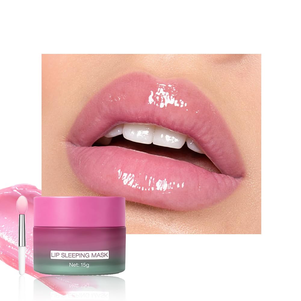 FeiCuiYun Lip Sleeping Mask, Moisturization and Antioxidants, Nourish, Hydrate, Flaky, Dry Lips, Includes Softapplicator Brush (06#Strawberry, 1Pcs)