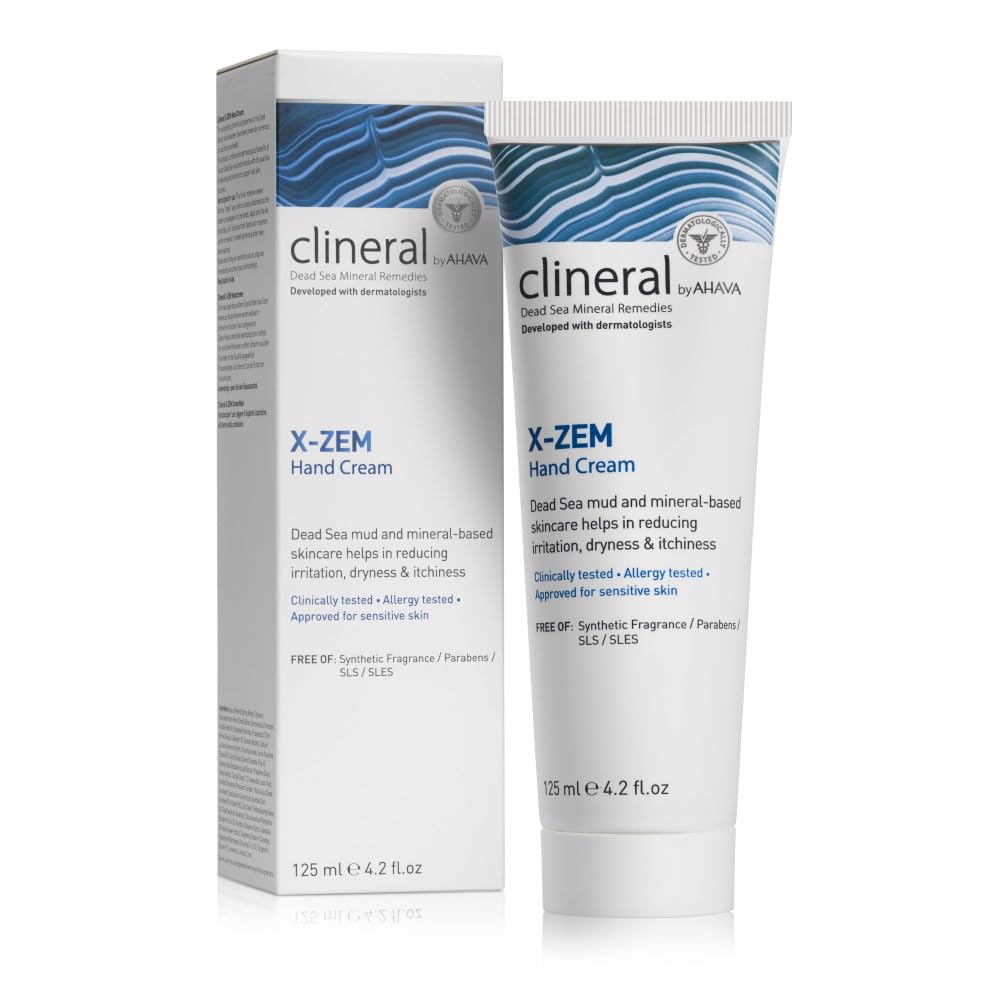 AHAVA Clineral X-Zem Hand Cream - Relieves discomfort from dermatitis, fights redness, dryness & itchiness, softens dry & rough patches, with Hippophae Oil, Shea Butter & Osmoter, 4.2 Fl.Oz