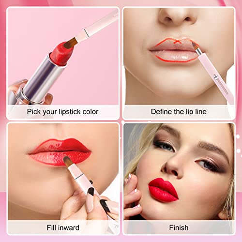 Unaone Retractable Lip Brush for Lipstick, 2 Pieces Double-ended Lip Applicator with Cap, Portable Lip Liner Brush Lip Gloss Eyeshadow Smudge Concealer Brush (Black/Gold)
