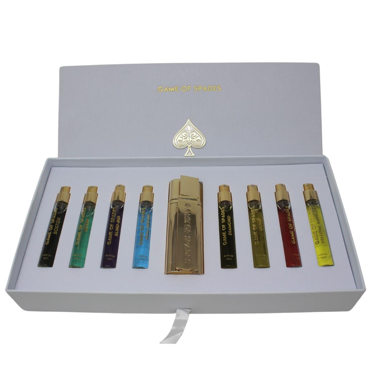 JO Milano Game of Spades 9-Piece Mini Parfum Set for Men & Women – Includes Boston, Moon, Blind Bid, Full House, Diamond, Gold, Ruby, Yellow Sapphire & High Roller (0.33 oz Each