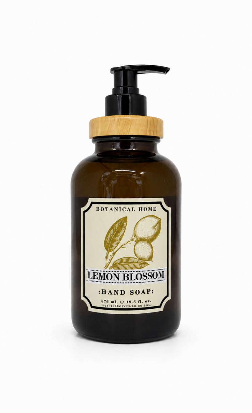 Home and Body Company Botanical + Herbal Hand Soap 22FL/605ml Infused with Essential Oils, Made in a Amber GLASS BOTTLE (Sea Salt Verbena)