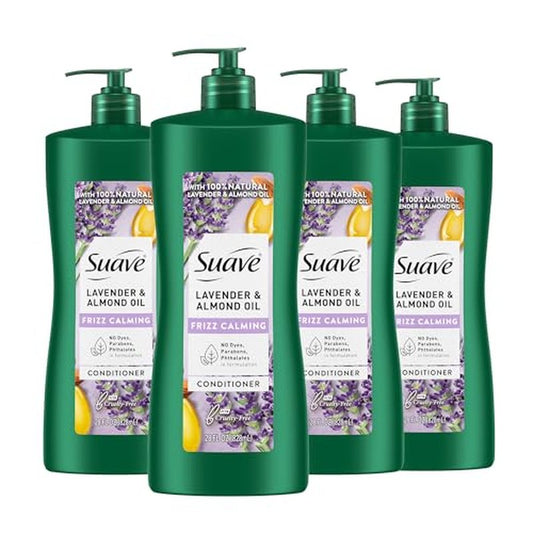 Suave Natural Lavender & Almond Oil Conditioner, Anti Frizz, No Dyes, No Parabens, No Phthalates, 28 oz Pack of 4