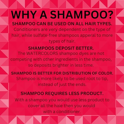 Watercolors INTENSE Semi Permanent Color Depositing Shampoo. Sulfate & Paraben Free to Maintain & Enhance Hair Color 8.5 oz - RED (1 Count)