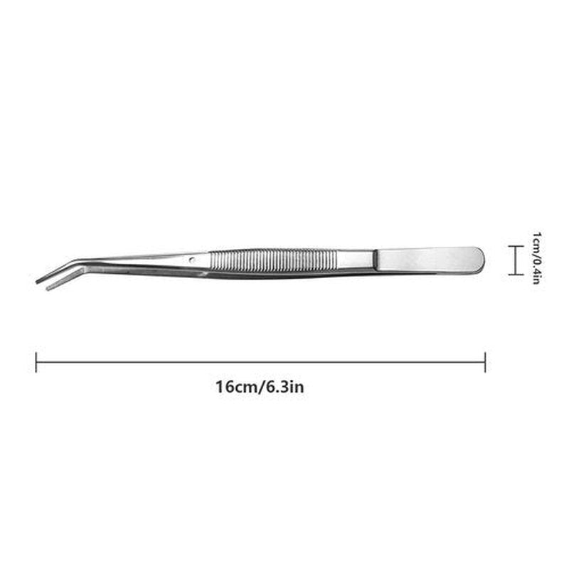 Stainless Steel Tweezers, with Curved Serrated Tip Multipurpose Tweezers Sewing Machine Tweezers Forceps for Craft Repairing (5PCS)