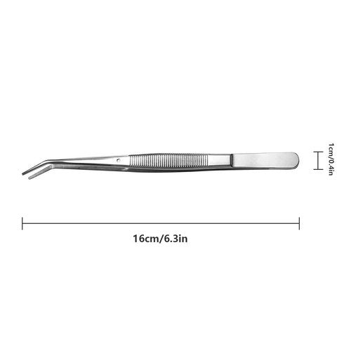 Stainless Steel Tweezers, with Curved Serrated Tip Multipurpose Tweezers Sewing Machine Tweezers Forceps for Craft Repairing (2 Pcs set)