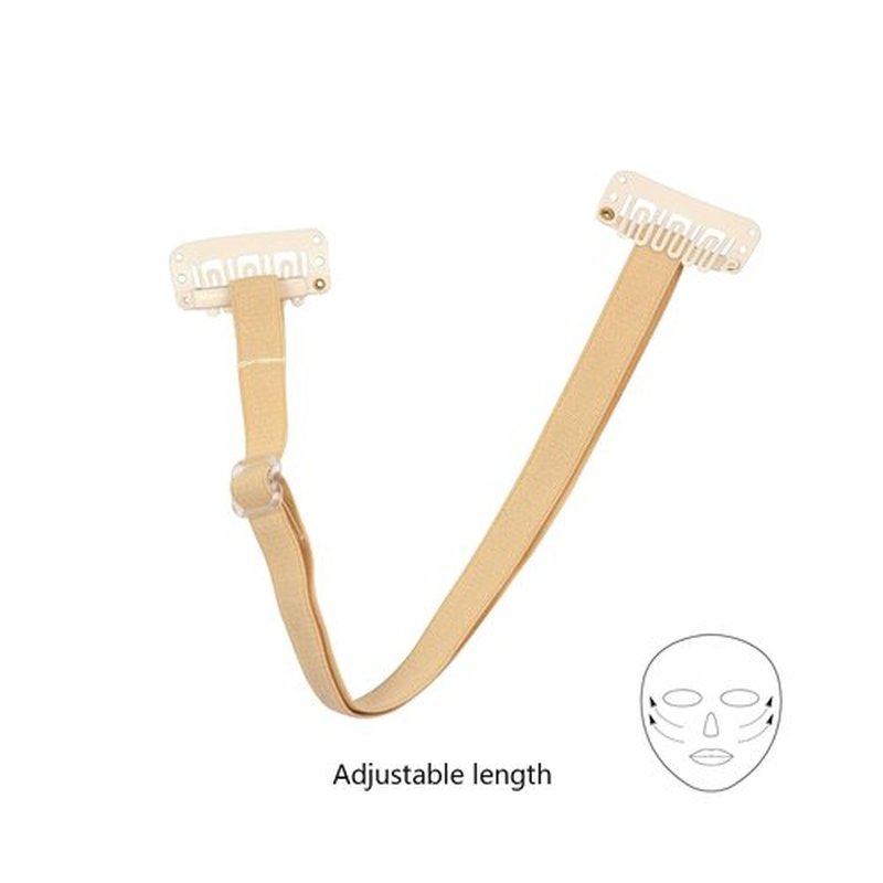YTBYT 4 Pcs Facelift Bands with Clips Invisible Face Stretching Lifting Strap Adjustable Elastic Band Face Slimming Band (24cm Blonde Single Bands)