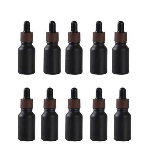 YORROR 10 Pack 10ml Thick Glass Dropper Bottle,Black Empty Refillable Travels Oils Dropper Bottle for Essential Oils,Aromatherapy,Perfume,Cosmetic, Laboratory