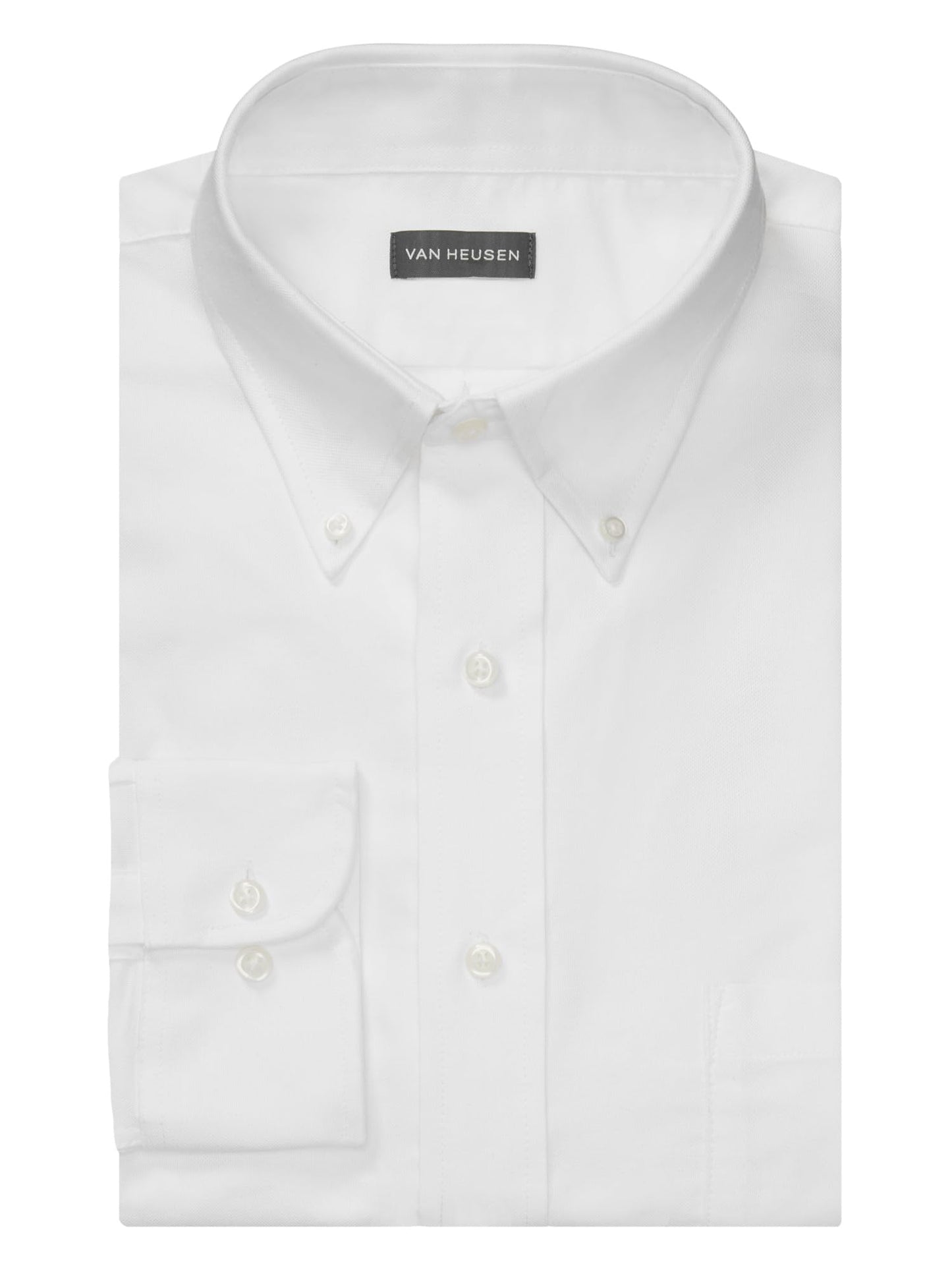 Van Heusen Men's Dress Shirt Regular Fit Oxford Solid, White, Large