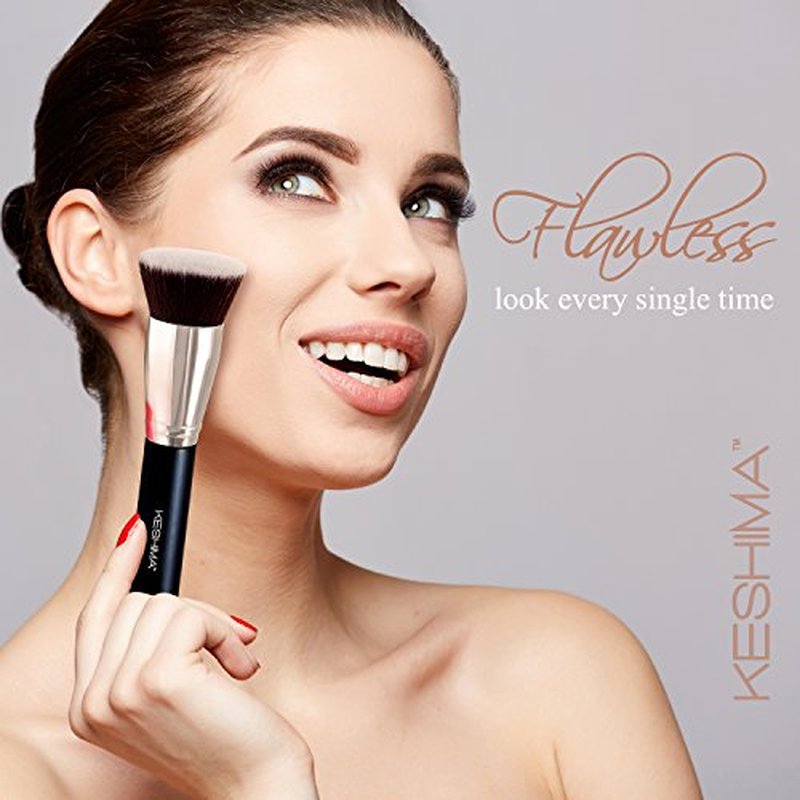 Large Flat Top Kabuki Foundation Brush By Keshima - Premium Makeup Brush for Liquid, Cream, and Powder - Buffing, Blending, and Face Brush, 1.6" Top Diameter