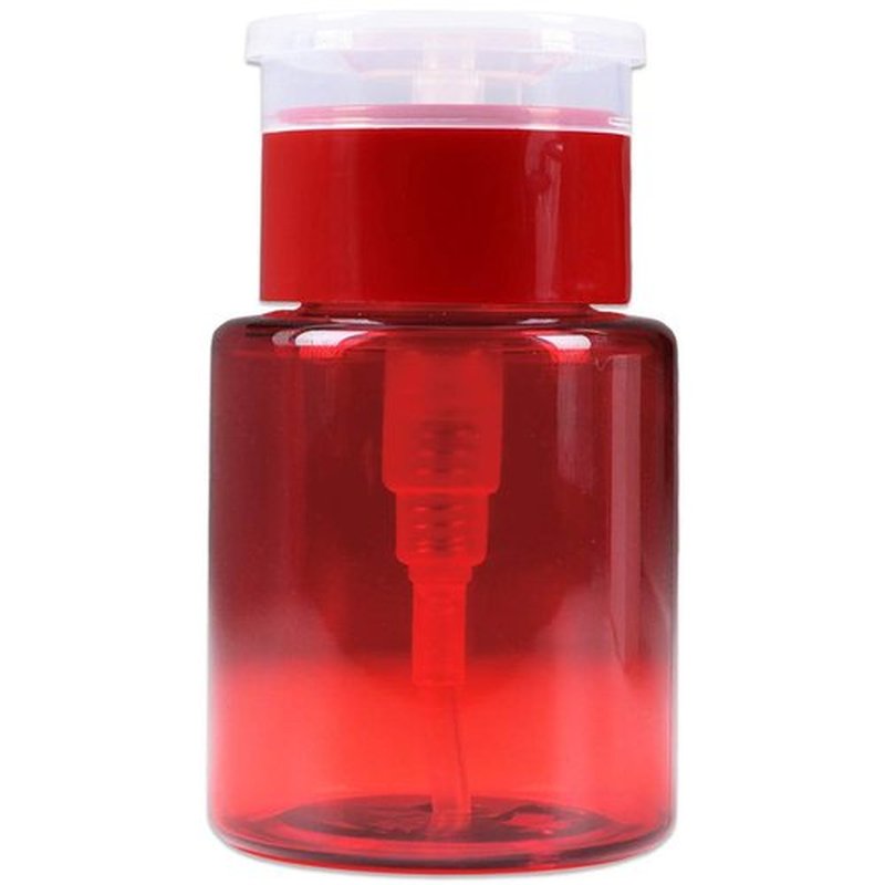 3oz Push Down Pump Dispenser Flip Top Cap Refillable Empty Bottle - Color: Red - Lockable Travel Cosmetic Packaging Empty Bottle for Nail Polish Manicure