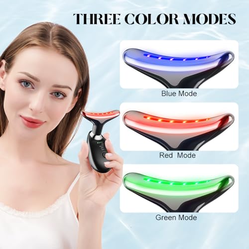 Neck Face Massager, Facial Massage Device with Thermal, Triple Action Colour Modes for Skin Care, Face Sculpting Tool