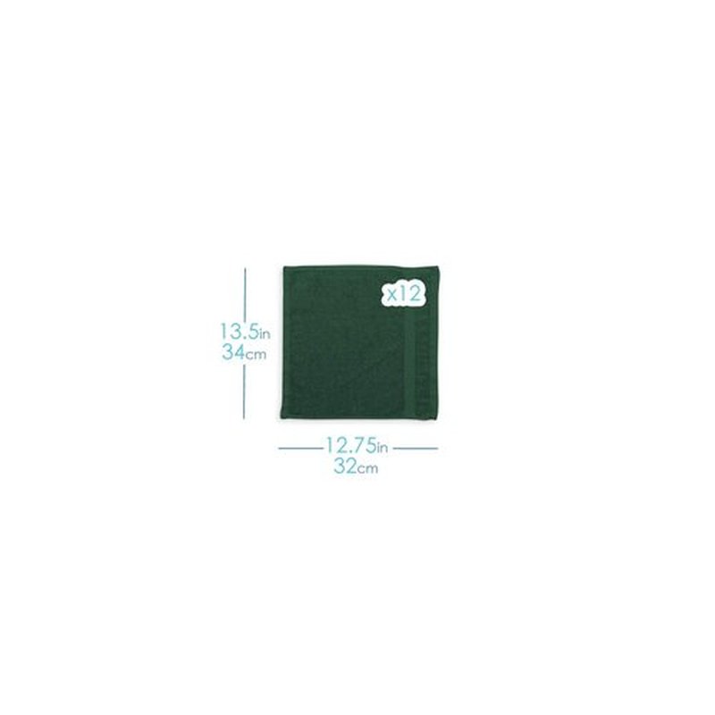 Hearth & Harbor Washcloths 12 Pack - 100% Cotton Washcloth for Body and face, High Absorbent and Soft 13"x13" Body Wash Cloth, Quick Dry - Hunter Green Washcloths