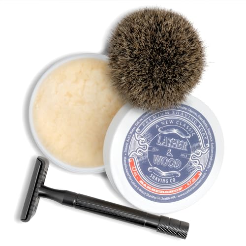 Lather & Wood Shaving Soap - Bay Rum - Simply the Best Luxury Shaving Cream - Tallow - Dense Lather with Fantastic Scent for the Worlds Best Wet Shaving Routine. 4.6 oz (Bay Rum)