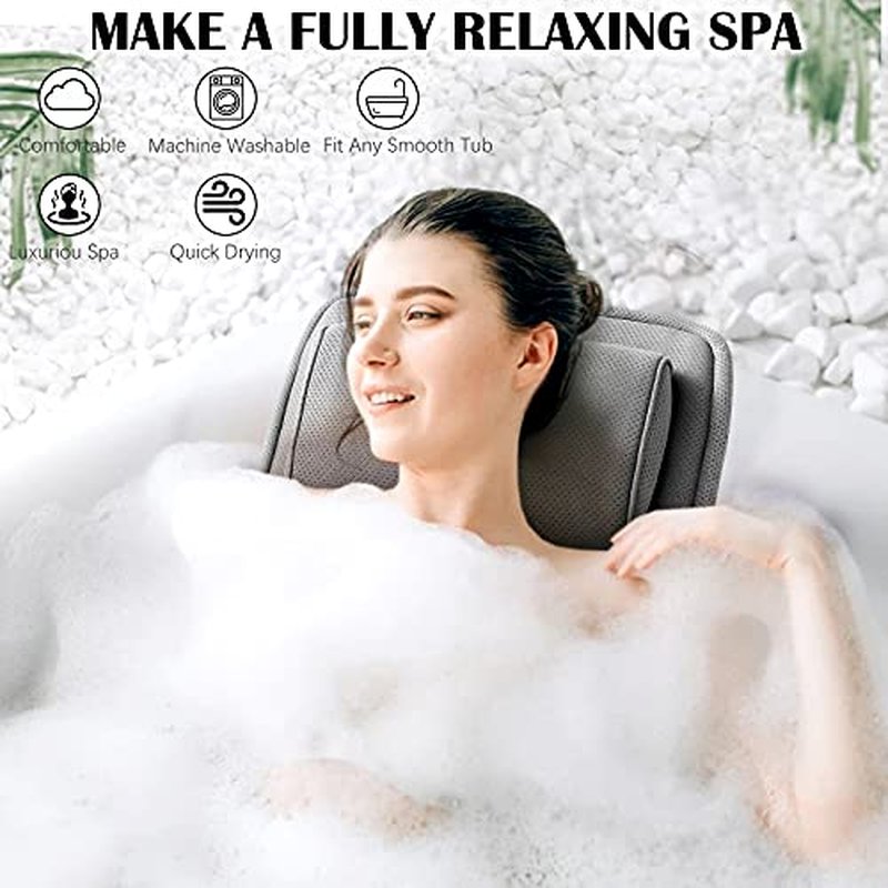 Full Body Bath Pillow for Bathtub, Non-Slip Bath Pillows for Tub, Spa Bathtub Pillow Cushion for Headrest Neck Shoulder and Back Rest Support，Relaxation Spa Accessories-50 x 15" (Grey)