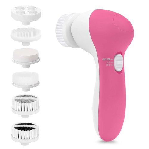 Facial Cleansing Brush Face Scrubber: CLSEVXY Electric Face Spin Cleanser Brushes with 6 Brush Heads for Deep Cleansing, Gentle Exfoliating, Removing Blackhead, Massaging