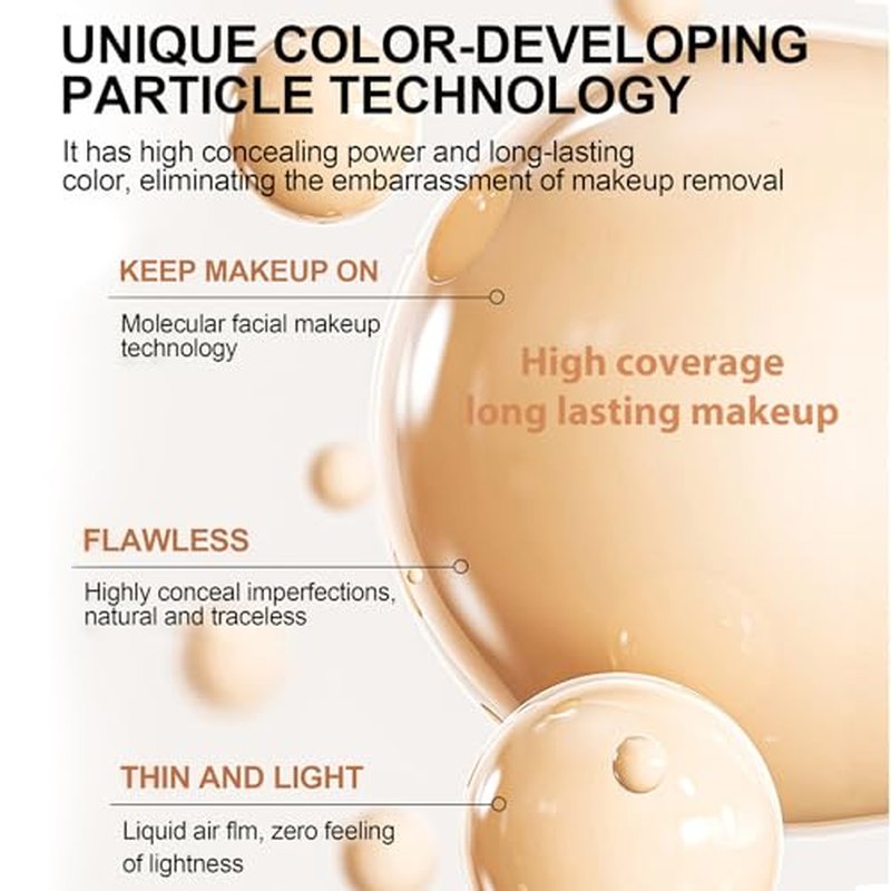 Match Cosmetics Foundation 4 In 1 - Hydrating Medium Concealer with SPF 50+ Inspired, Longwearing & Waterproof, Hydrating Color Changing Foundation Light Spectrum (Natural Color, 1)