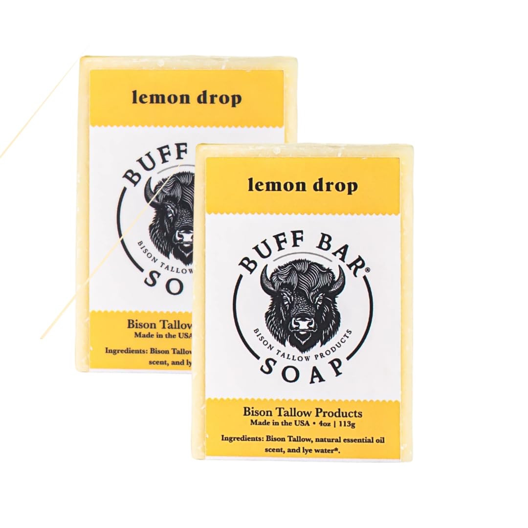 Big Crazy Buffalo Lemon Drop Bison Tallow Buff Soap Bar (2 pack)