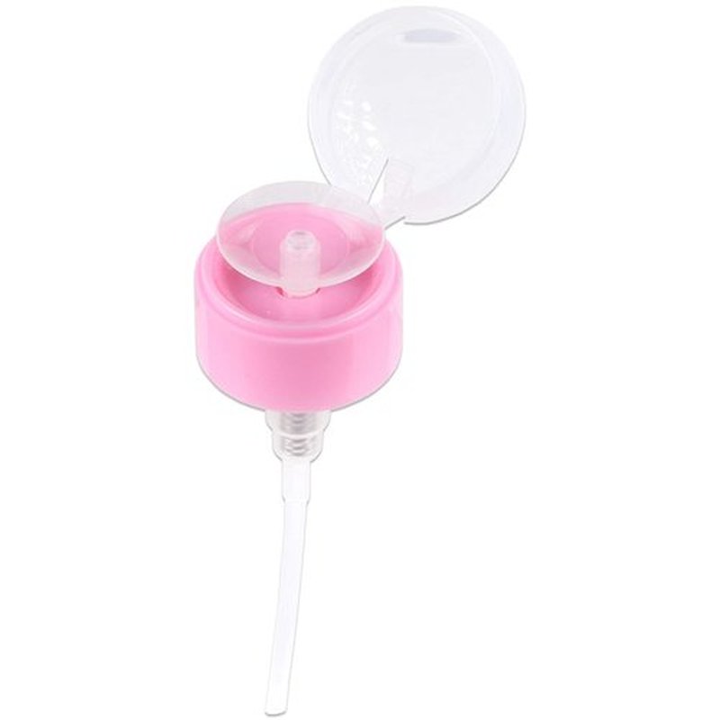 10oz Push Down Pump Dispenser Flip Top Cap Refillable Empty Bottle - Pinl with Word Imprint - Lockable Travel Cosmetic Packaging Empty Bottle for Nail Polish Manicure