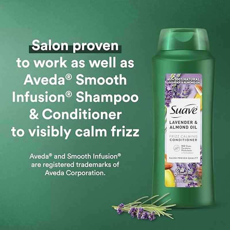 Suave Natural Lavender & Almond Oil Conditioner, Anti Frizz, No Dyes, No Parabens, No Phthalates, 28 oz Pack of 4