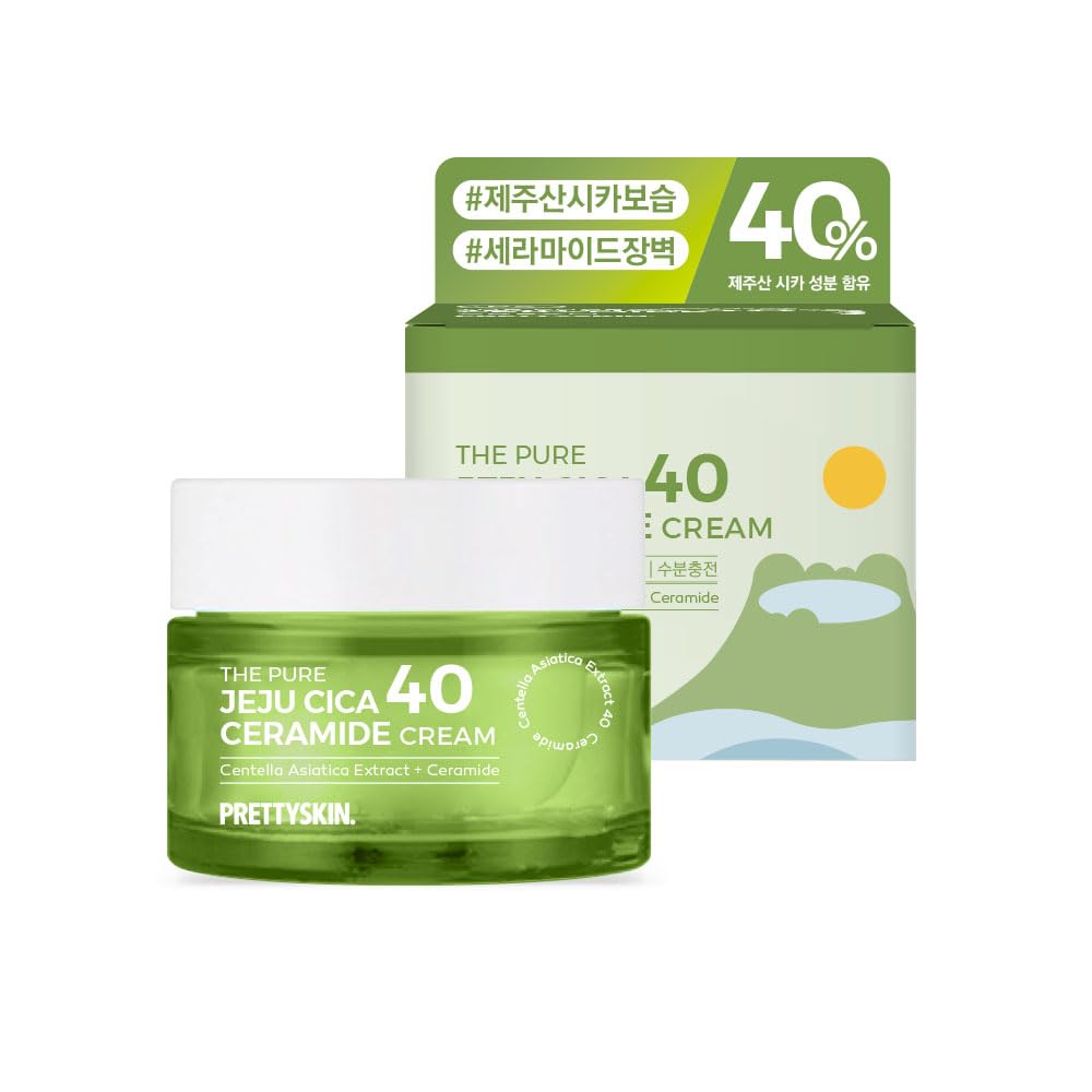 PRETTYSKIN Centella Asiatica 40% Gel Cream–Korean Face Moisturizer with Hyaluronic Acid, Ceramide NP & Shea Butter–Lightweight, Non-Sticky Hydration for Sensitive, Dry & Combination Skin (1.75 fl oz)