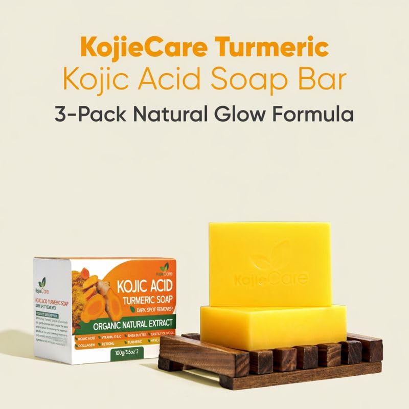 Kojic Acid Turmeric Soap Bar - Brightening & Exfoliating Natural Cleanser | 4 oz
