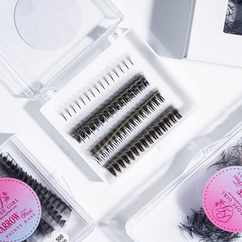 ROSE GIRL 500 Ultra Speed Promade Fans-Natural Look Handmade Volume Eyelash-Narrow Loose Eyelash 3D-16D C CC D Curl-False Lashes Extensions-Thickness 0.03~0.1mm-8~20mm Length(6D-CC-0.07 (8 mm))