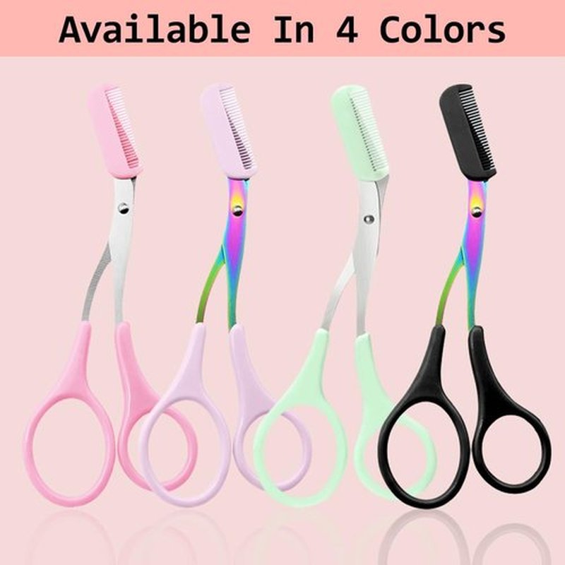 Eyebrow Trimmer Scissor,2024 New Eyebrow Trimmer for Women Men,Eyebrow Scissors with Comb,Non-Slip Eyebrow Cutter Eye Brow Razors,Eye Brow Shaper Trimming Scissors Makeup Tool (3PC-B)