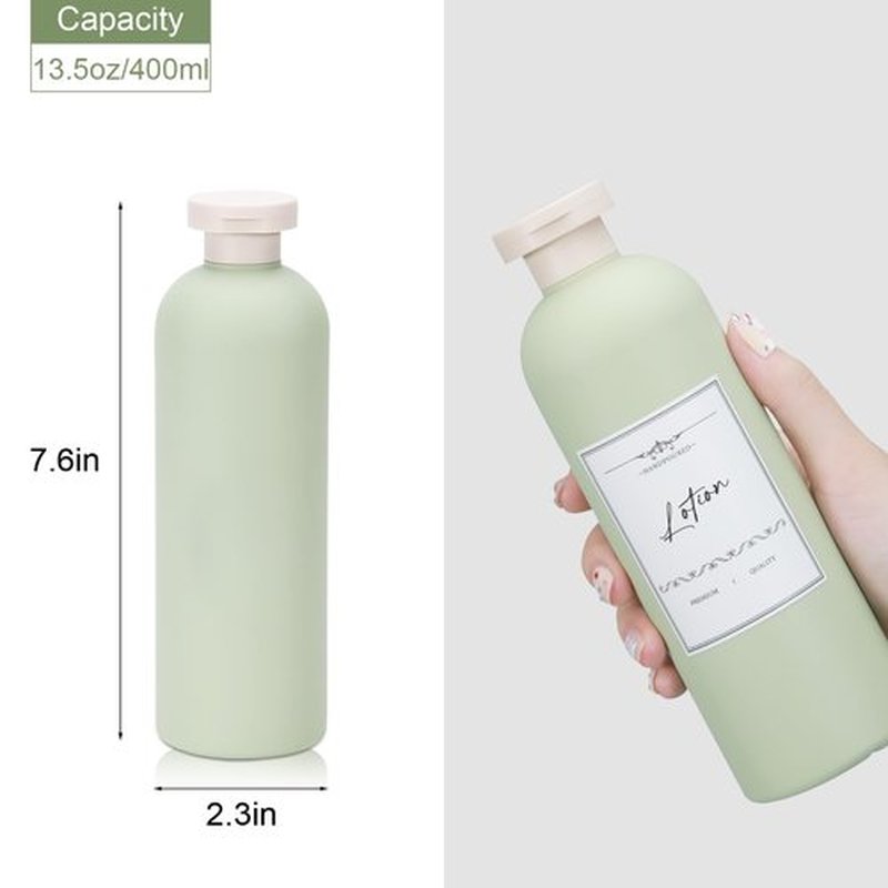 UMETASS Travel Shampoo Bottle, Empty Plastic Squeeze Bottles 13.5oz with Flip Cap, Lotion Container for Toiletries