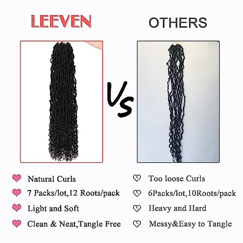 Leeven 30 Inch Ombre Burgundy Goddess Faux Locs Crochet Hair Crochet Soft Locs Hair With Curly Ends 7 Packs Synthetic Bohemian Locs Crochet Braiding Hair for Women TBUG# 12 Strands/Pack