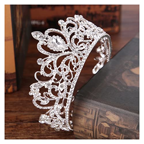TRUSTTWO Trendy Bridal Wedding Crown Hair Accessories Silver Color Rhinestone Crystal Crown Princess Round Crown Bridal Wedding Crown The New(Gold-color)