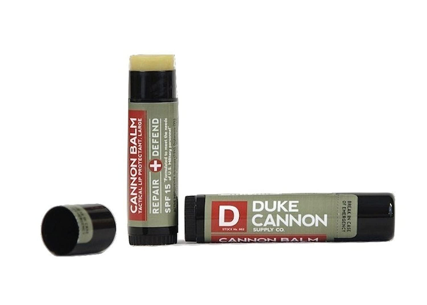 Duke Cannon Balm Tactical Lip Balm with SPF 15, 0.56oz – Premium Lip Protector with Organic Ingredients, Fresh Mint Flavor, Natural Beeswax, Coconut & Shea Butter, UV Protection