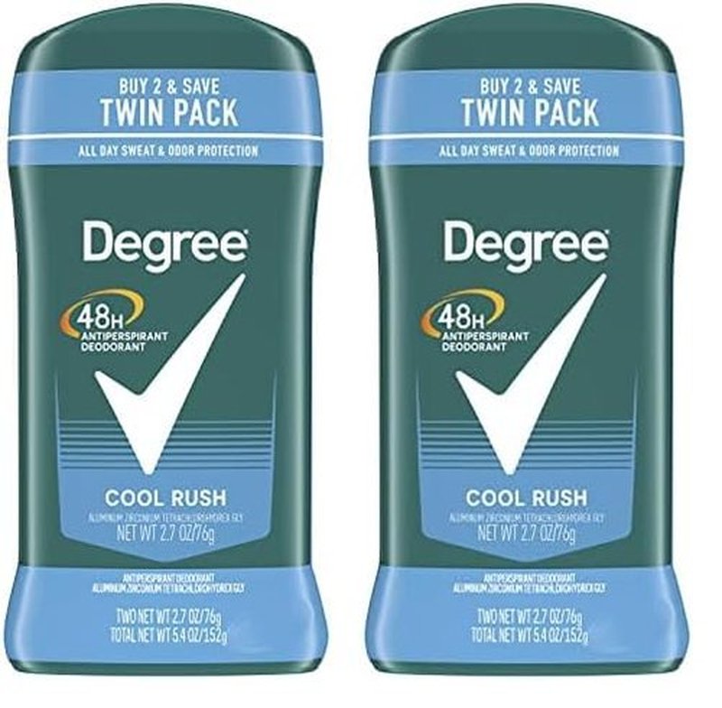 Degree Men Original Antiperspirant Deodorant 48-Hour Odor Protection Cool Rush Mens Deodorant Stick 2.7 oz, 2 Count (Pack of 2)