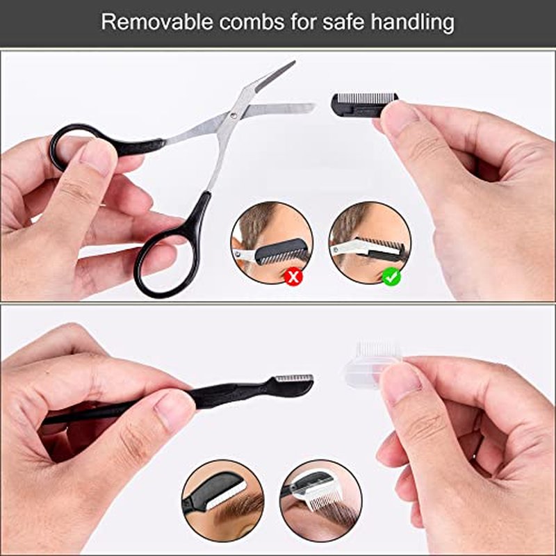 NAZQAT Eyebrow Kit - Multipurpose Eyebrow Grooming Kit For Women & Men For Eyebrow Trimming, Shaping, And Exfoliating - Includes Eyebrow Tweezers, Eyebrow Razor Tools, Eyebrow Scissors (Pack of 6)