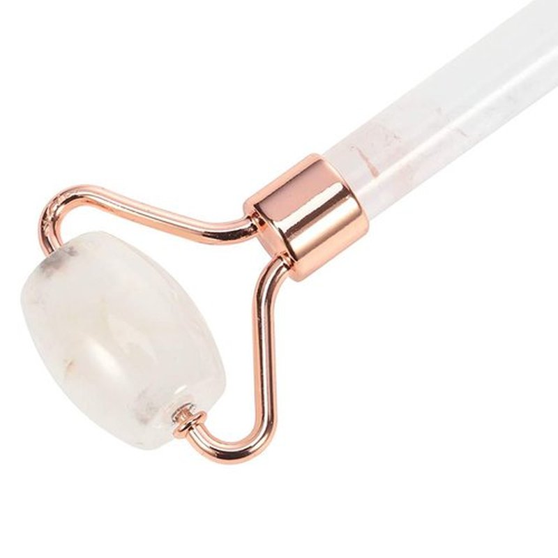 White Face Roller – Skin Care Tool Made of Clear Quartz – Facial Skin Care Products for Improved Circulation – Face Massager Compatible with All Skin Types – For a Fresh and Firm Looking Skin