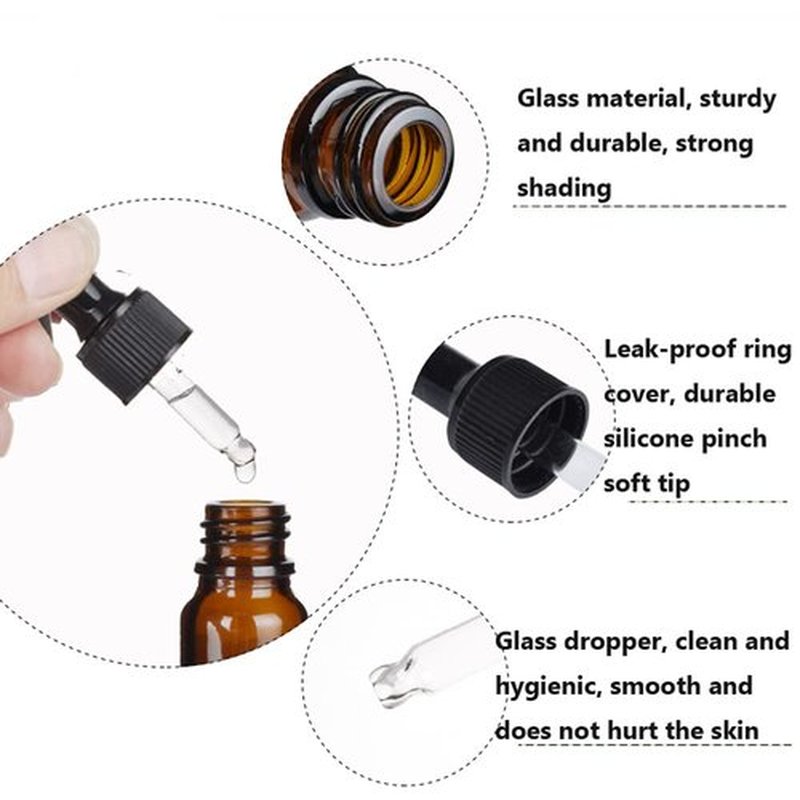 Happyupcity 3Pcs 100ml/3.3oz Empty Refillable Amber Glass Dropper Bottles with Scale Dropper Essential Oil Bottles Sample Vials Travel Liquid Dispenser Container for Perfume Cosmetic