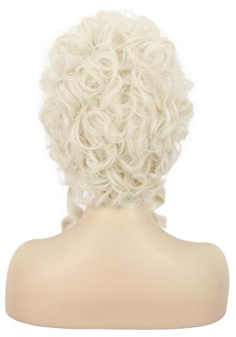 karlery Women Short White Blonde Curly Wig Queen Wig Colonial Wig Halloween Party Costume Wig