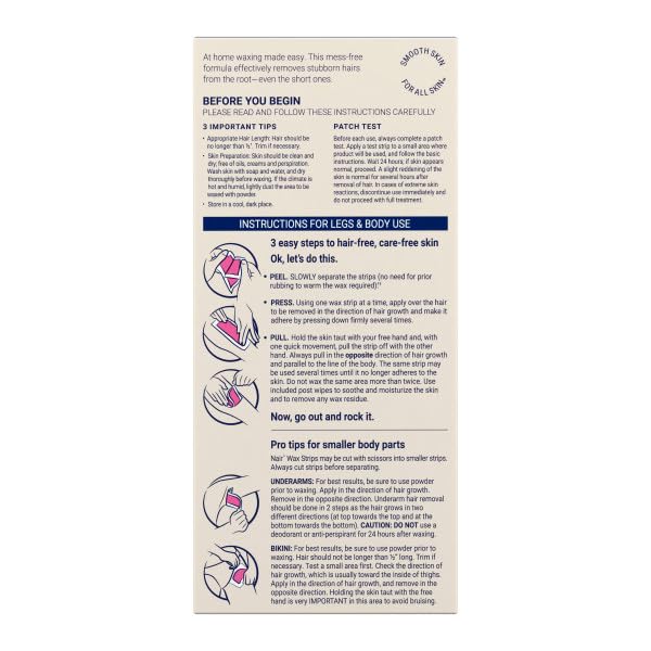 Nair Hair Remover Wax Ready-Strips 40 Count Legs/Body (3 Pack)