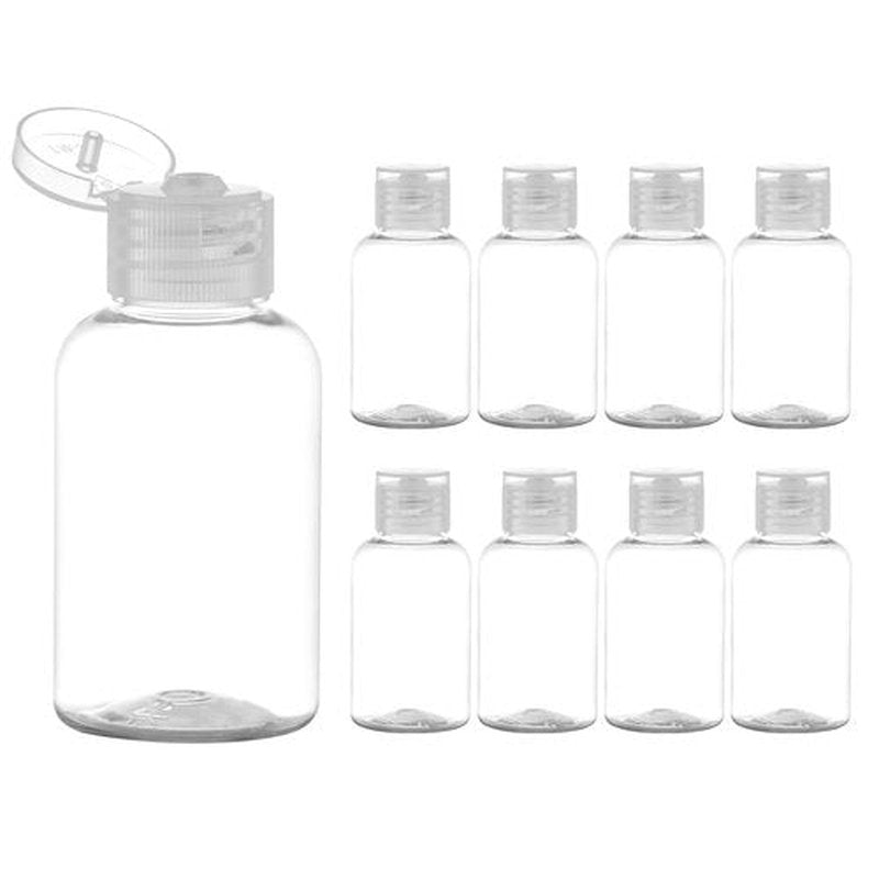 Lulupack Travel Bottles for Toiletries, 50ml/1.6oz Plastic Small Travel Size Containers for Shampoo (9pcs, Clear Caps)