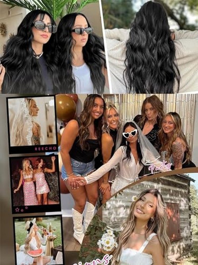 HANYUDIE Clip in Hair Extensions 20 Inch Brown Clip in Hair Extensions for Women 4 PCS Classic Synthetic Long Wavy Hair Extensions Clip ins 11 Clips 210g (Chocolcate Brown mix Honey Blonde)