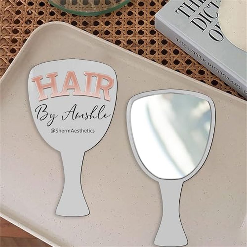 Tammnjo Personalized Acrylic Name Hair Technician Prop Mirror Custom Barber Handheld Mirror Social Media Prop Beauty Room Prop Decor Makeup Photo Prop Hair Salon Prop Decor Aesthetics Signage,D1-Hair