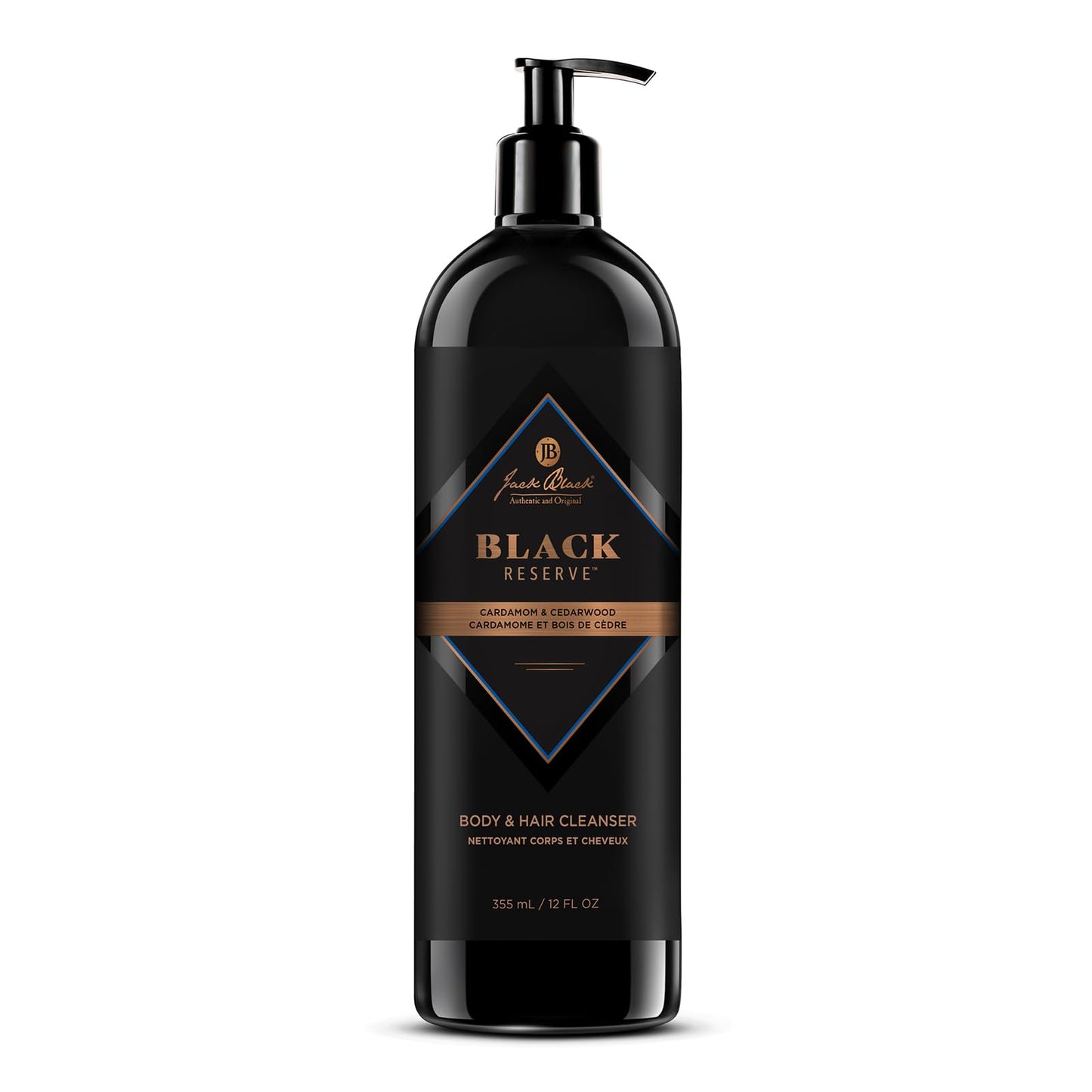 Jack Black - Black Reserve Body & Hair Cleanser, 12 Fl Oz – Cardamom & Cedarwood - Men’s Body Wash, Shampoo Haircare, Dual-Purpose Men’s Cleanser, Sulfate-Free