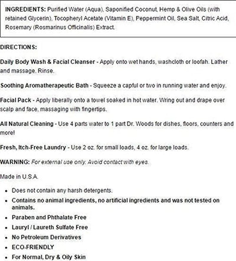 Dr. Woods Pure Peppermint Liquid Castile Soap, 16 Ounce