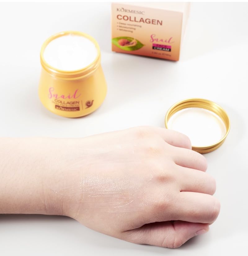 Snail Collagen Face Cream - Hydrating Anti-Wrinkle Moisturizer for Women | 2-Pack, Korean Formula, Improves Skin Firmness