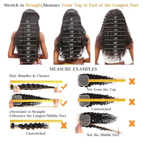QTHAIR 14A Brazilian Hair Straight Human Bundles with Transparent Hd Lace Closure(16 18 20+14,Natural Black) 100% Unprocessed Human Hair with Swiss Lace Closure Brazilian Straight Weave Hair
